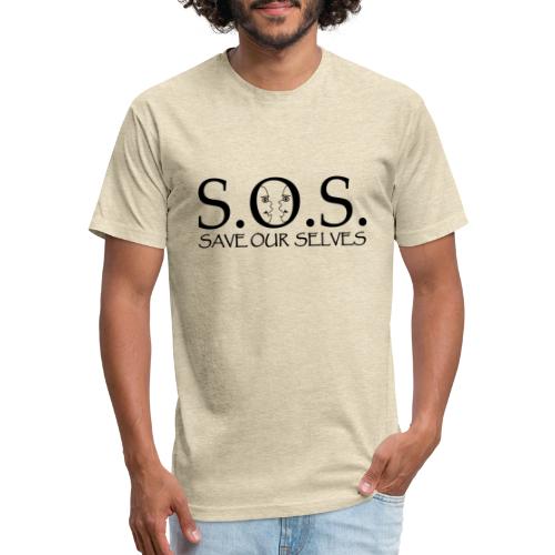 SOS Black on Black - Fitted Cotton/Poly T-Shirt by Next Level