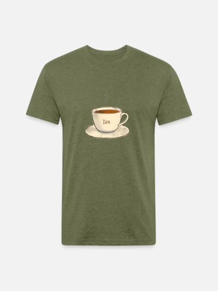 Tea Cup - Unisex Poly/Cotton T-Shirt - heather military green