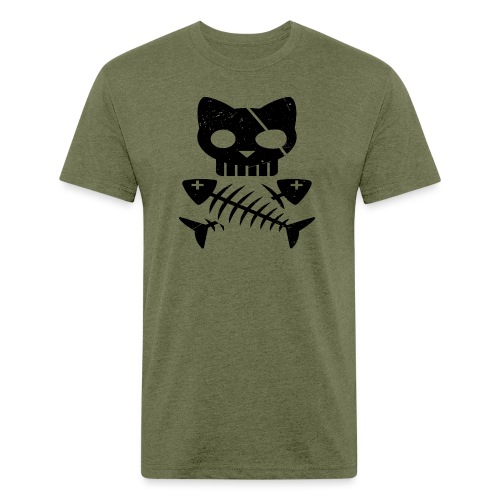 Cat Skeleton Pirater Fish - Fitted Cotton/Poly T-Shirt by Next Level