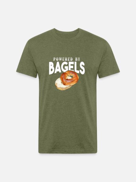 Bagel Powered By Bagels - Unisex Poly/Cotton T-Shirt - heather military green