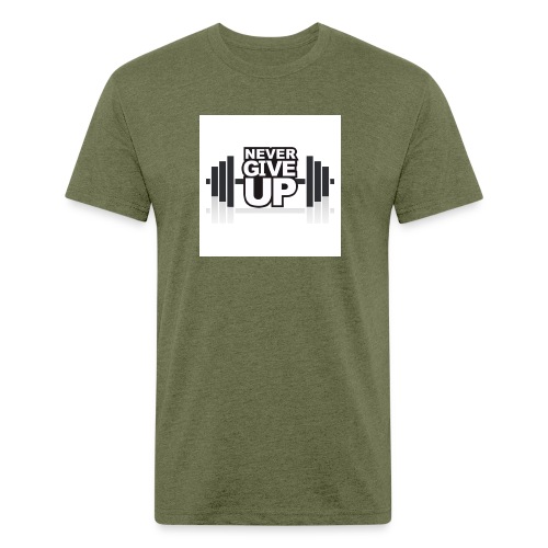 Never give up - Men’s Fitted Poly/Cotton T-Shirt