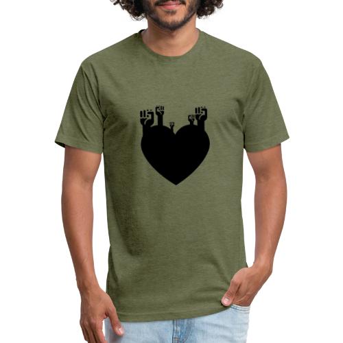 Fist Heart Blk - Fitted Cotton/Poly T-Shirt by Next Level