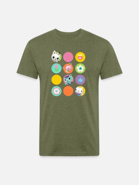 Gabbys Dollhouse Gabbys Friends & Colorful Symbols - Unisex Poly/Cotton T-Shirt - heather military green