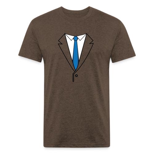 Suit with Blue Tie - Men’s Fitted Poly/Cotton T-Shirt