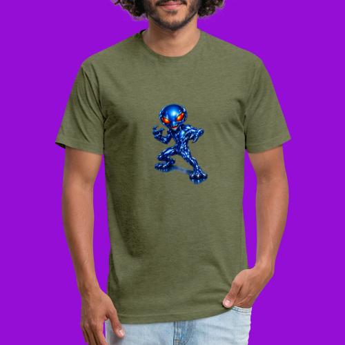 Angry Blue Alien - Men’s Fitted Poly/Cotton T-Shirt