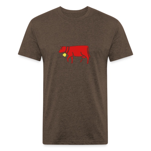 red cow with cowbell - Men’s Fitted Poly/Cotton T-Shirt