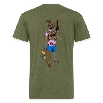 War Tourist - Unisex Poly/Cotton T-Shirt - heather military green - Back - Jose (178cm)