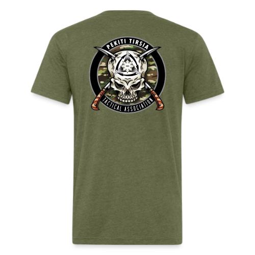 BTG old raven front and PTTA multicam back - Men’s Fitted Poly/Cotton T-Shirt