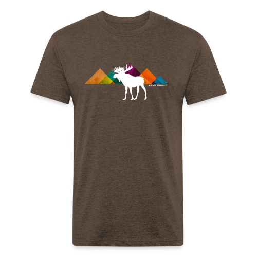 Moose and Mountains Design - Fitted Cotton/Poly T-Shirt by Next Level
