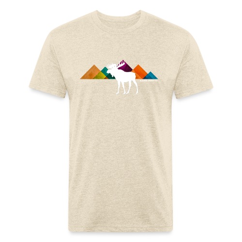 Moose and Mountains Design - Fitted Cotton/Poly T-Shirt by Next Level