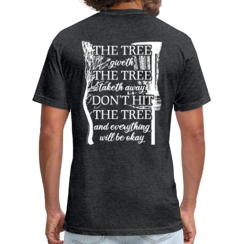 The Tree Giveth, Tree Taketh Disc Golf Poem Shirt - Fitted Cotton/Poly T-Shirt by Next Level