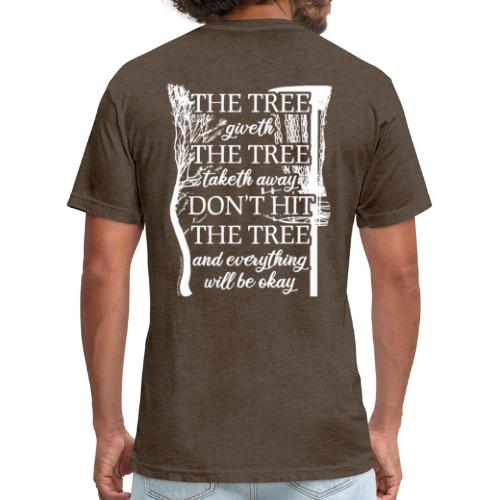The Tree Giveth, Tree Taketh Disc Golf Poem Shirt - Fitted Cotton/Poly T-Shirt by Next Level