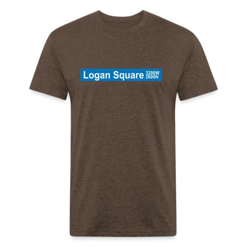 Logan Square CTA Blue Line - Men’s Fitted Poly/Cotton T-Shirt