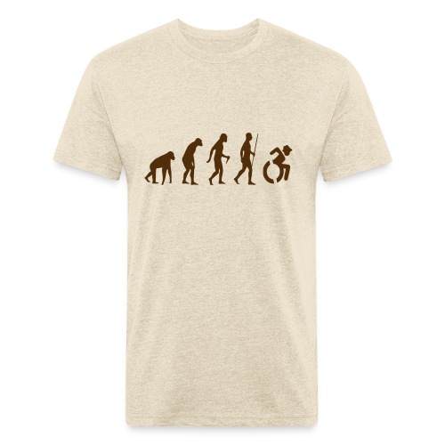 Wheelchair Evolution, wheelchair humor, roller fun - Fitted Cotton/Poly T-Shirt by Next Level