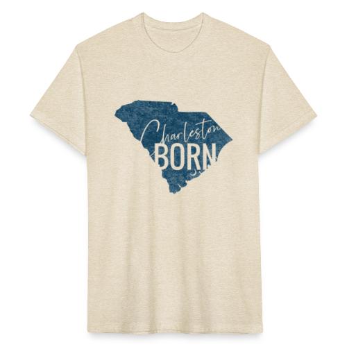 Charleston Born (Blue) - Fitted Cotton/Poly T-Shirt by Next Level