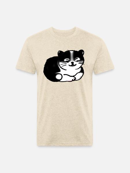 Black And White Cat - Unisex Poly/Cotton T-Shirt - heather cream