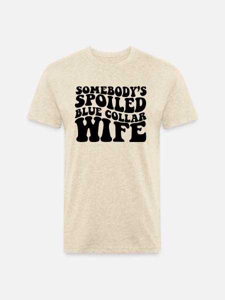 Somebody'S Spoiled Blue Collar - Unisex Poly/Cotton T-Shirt - heather cream