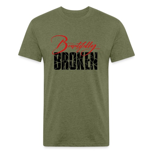 Beautifully Broken - Red & Black print - Men’s Fitted Poly/Cotton T-Shirt