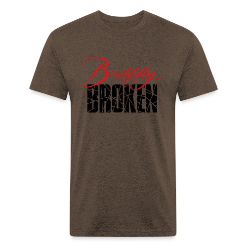 Beautifully Broken - Red & Black print - Men’s Fitted Poly/Cotton T-Shirt
