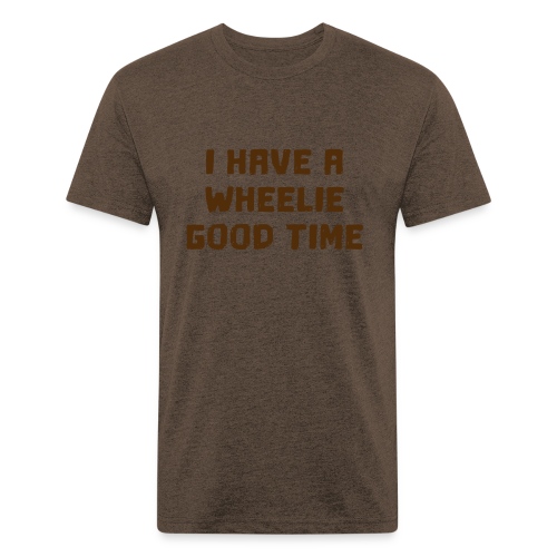 I have a wheelie good time as a wheelchair user - Men’s Fitted Poly/Cotton T-Shirt