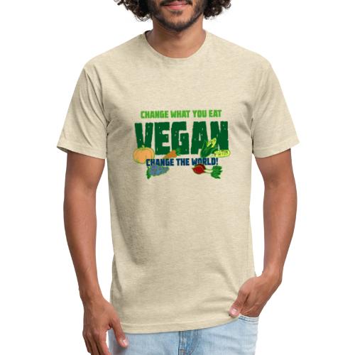Change what you eat, change the world - Vegan - Men’s Fitted Poly/Cotton T-Shirt