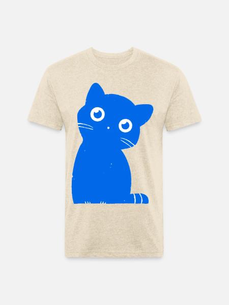 Azure Blue Cat Silhouette - Unisex Poly/Cotton T-Shirt - heather cream