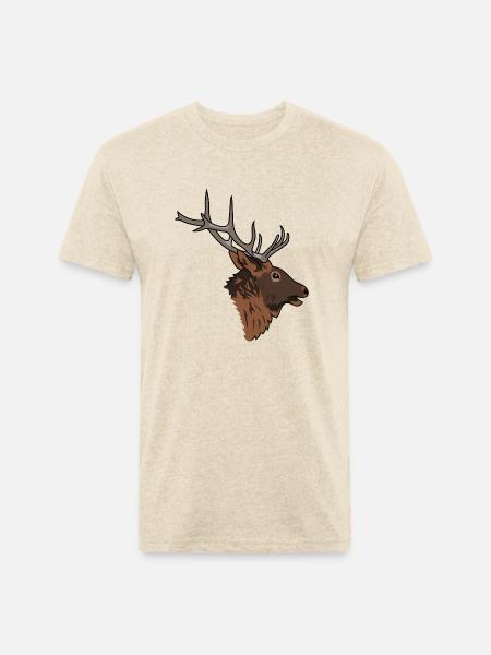 elk head - Unisex Poly/Cotton T-Shirt - heather cream