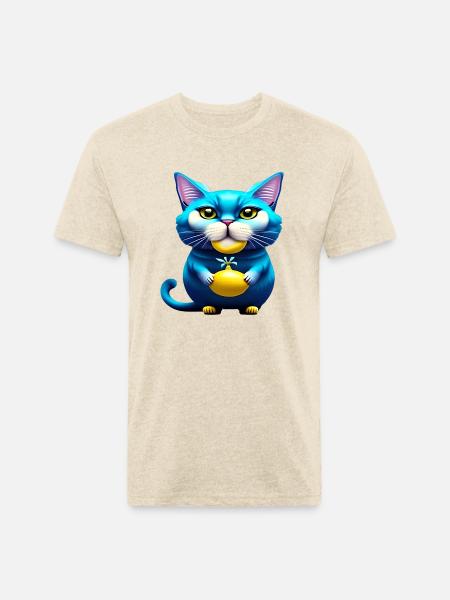 Blue cat - Unisex Poly/Cotton T-Shirt - heather cream