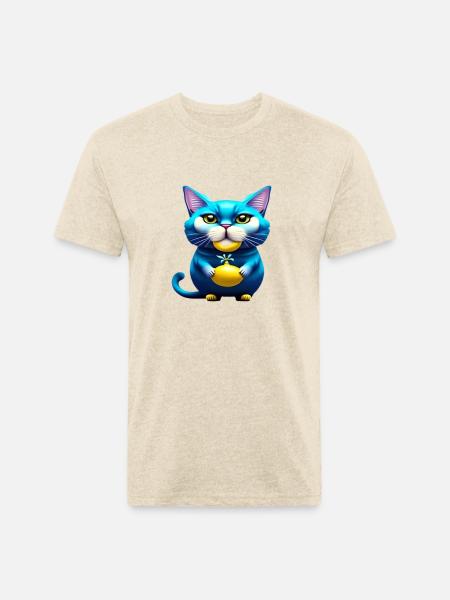 Cute cat funny blue cat - Unisex Poly/Cotton T-Shirt - heather cream