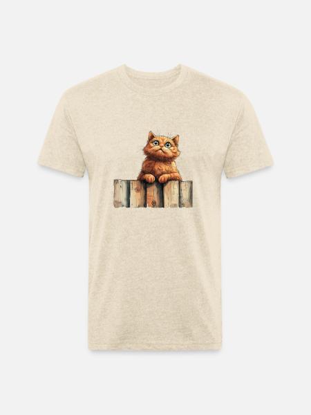Funny Cat - Unisex Poly/Cotton T-Shirt - heather cream