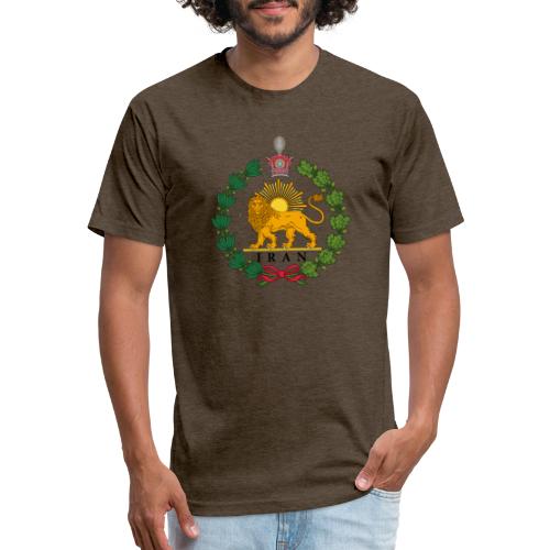 Iran Lion and Sun Green - Men’s Fitted Poly/Cotton T-Shirt