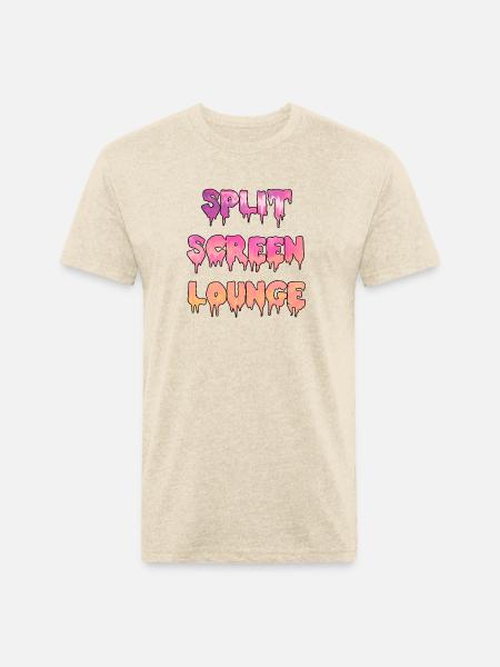 Split Screen Drip - Unisex Poly/Cotton T-Shirt - heather cream