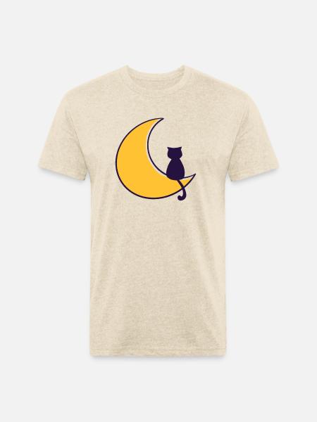 Lunar Cat - Unisex Poly/Cotton T-Shirt - heather cream