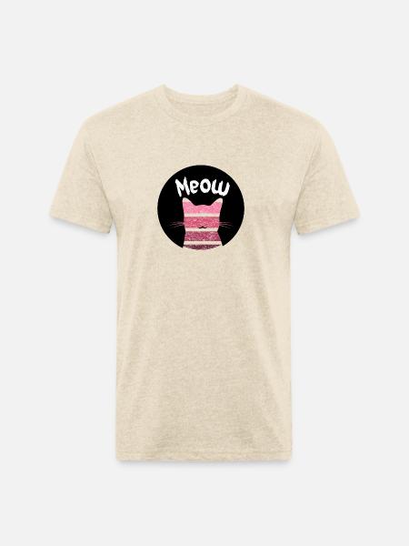 Meow cake cat - Unisex Poly/Cotton T-Shirt - heather cream