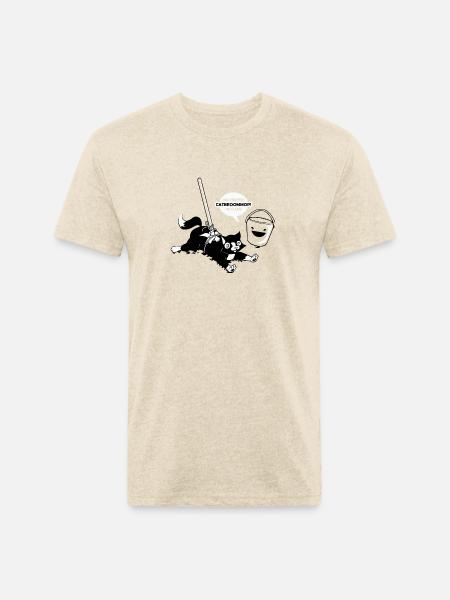 Cat Broom Mop - Unisex Poly/Cotton T-Shirt - heather cream