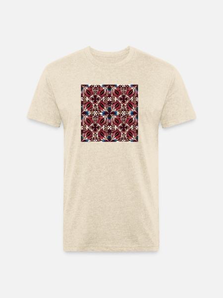 Burgundy blue ornament - Unisex Poly/Cotton T-Shirt - heather cream