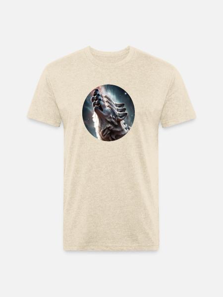 Wolf howling - Unisex Poly/Cotton T-Shirt - heather cream