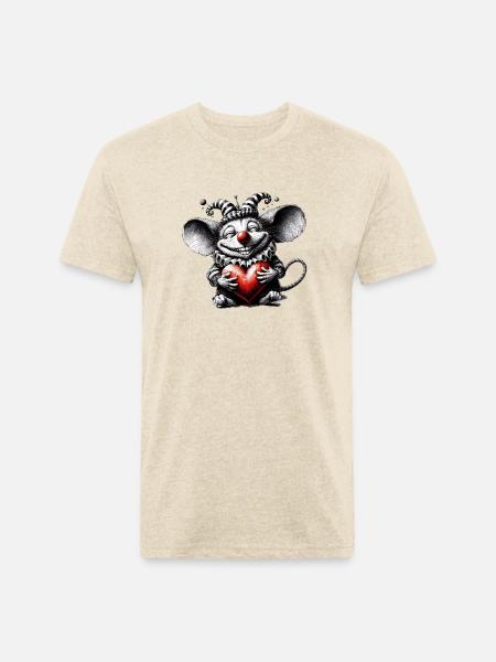 Mouse heart - Unisex Poly/Cotton T-Shirt - heather cream