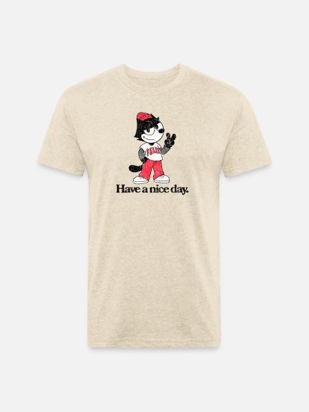 Felix The Cat In Skater Style & Have A Nice Day - Unisex Poly/Cotton T-Shirt - heather cream