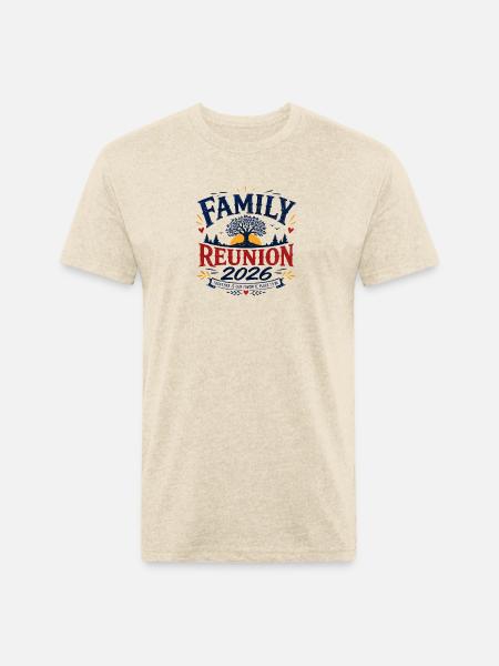 Family Reunion 2026 Emblem Design - Unisex Poly/Cotton T-Shirt - heather cream