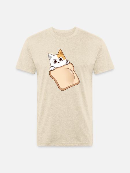 bread cat - Unisex Poly/Cotton T-Shirt - heather cream