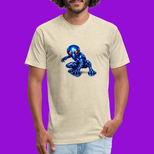 Blue Alien Crouch - Men’s Fitted Poly/Cotton T-Shirt