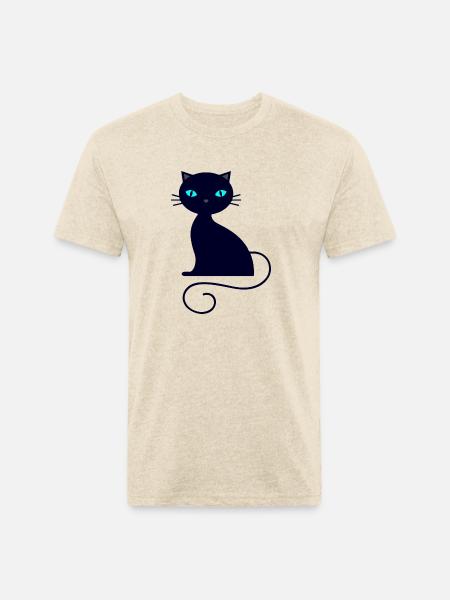 Funny Blue Cat - Unisex Poly/Cotton T-Shirt - heather cream