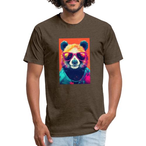Panda in Pink Sunglasses - Men’s Fitted Poly/Cotton T-Shirt