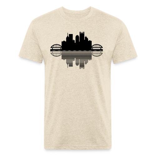Pittsburgh Skyline Reflection (Black) - Unisex Poly/Cotton T-Shirt