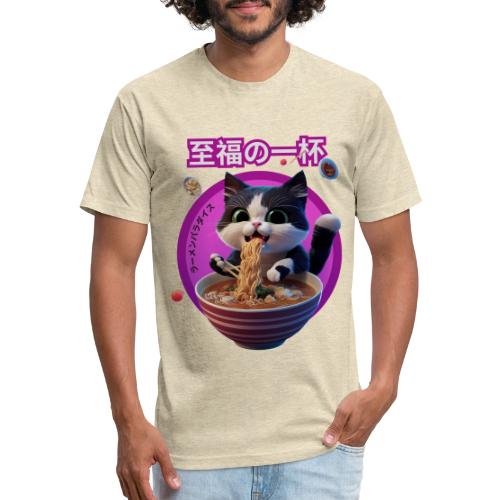 Cat Enjoying Ramen: Japanese Typography - Unisex Poly/Cotton T-Shirt
