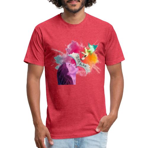 Cover Art, Color Burst Cut Out - Men’s Fitted Poly/Cotton T-Shirt