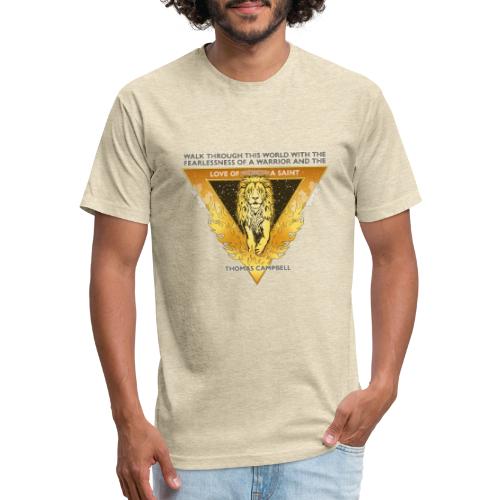 Lion Saint Gold front - White back - Fitted Cotton/Poly T-Shirt by Next Level