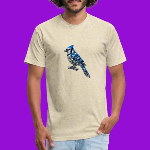 Silver Blue Jay on Perch + Flight Stages 2-print - Men’s Fitted Poly/Cotton T-Shirt