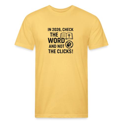 BW Word Clicks 2026 background - Men’s Fitted Poly/Cotton T-Shirt